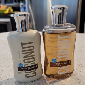 Bath & Body Works vanilla Coconut lotion gel set